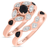 Photo of Soraya 2/3 CT. T.W. Black Diamond (Treated) Round Solitaire Bridal Set 14K Rose Gold [BR216R-A033]