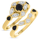 Photo of Soraya 2/3 CT. T.W. Black Diamond (Treated) Round Solitaire Bridal Set 14K Yellow Gold [BR216Y-A033]