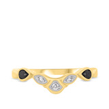 Photo of Soraya 2/3 CT. T.W. Black Diamond (Treated) Round Solitaire Bridal Set 14K Yellow Gold [BT216YL]