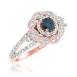 Photo of Khadija 1 7/8 ct tw. Blue Diamond (Treated) Round Solitaire Trio Set 10K Rose Gold [BT213RE-B045]