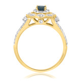 Photo of Khadija 1 7/8 ct tw. Blue Diamond Round Solitaire Trio Set 10K Yellow Solid Gold [BT213YE-B045]