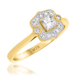 Photo of Yasmine 3/8 Carat T.W. Diamond Princess Solitaire Bridal Set 10K Yellow Gold [BT217YE-P023]