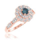 Photo of Xiamara 5/8 Carat T.W. Blue Diamond Round Solitaire Bridal Set 10K Rose Solid Gold [BT219RE-R023]