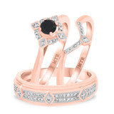Photo of Rehana 2/3 ct tw. Black Diamond (Treated) Round Solitaire Trio Set 14K Rose Gold [BT214R-A033]