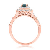 Photo of Xiamara 5/8 Carat T.W. Blue Diamond Round Solitaire Bridal Set 14K Rose Solid Gold [BT219RE-R023]