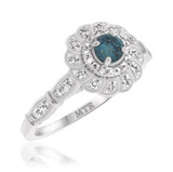 Photo of Xiamara 5/8 Carat T.W. Blue Diamond Round Solitaire Bridal Set 10K White Solid Gold [BT219WE-R023]