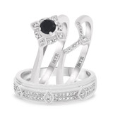 Photo of Rehana 2/3 ct tw. Black Diamond (Treated) Round Solitaire Trio Set 14K White Gold [BT214W-A033]
