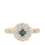 Photo of Xiamara 5/8 Carat T.W. Blue Diamond Round Solitaire Bridal Set 10K Yellow Solid Gold [BT219YE-R023]
