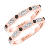 Photo of Fatima 3/8 ct tw. Black Diamond (Treated) Same Sex Ladies Band Set 10K Rose Gold [WL220R]