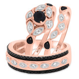 Photo of Soraya 1 1/10 ct tw. Black Diamond (Treated) Round Solitaire Trio Set 10K Rose Gold [BT216R-A033]
