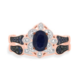 Photo of Bee 1 3/8 Carat T.W. Diamond Oval Solitaire Bridal Set 10K Rose Gold [BR221R-C000]