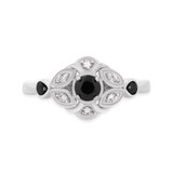 Photo of Soraya 1 1/10 ct tw. Black Diamond (Treated) Round Solitaire Trio Set 14K White Gold [BT216WE-A033]