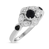 Photo of Soraya 1 1/10 ct tw. Black Diamond (Treated) Round Solitaire Trio Set 14K White Gold [BT216WE-A033]