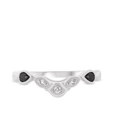 Photo of Soraya 1 1/10 ct tw. Black Diamond (Treated) Round Solitaire Trio Set 14K White Gold [BT216WL]