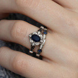 Photo of Bee 1 3/8 Carat T.W. Diamond Oval Solitaire Bridal Set 14K White Gold [BR221W-C000]