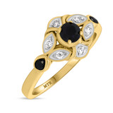 Photo of Soraya 1 1/10 ct tw. Black Diamond (Treated) Round Solitaire Trio Set 10K Yellow Gold [BT216YE-A033]