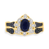 Photo of Bee 1 3/8 Carat T.W. Diamond Oval Solitaire Bridal Set 14K Yellow Gold [BR221Y-C000]