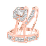 Photo of Yasmine 2/3 ct tw. Diamond Princess Solitaire Trio Set 10K Rose Gold [BT217R-P023]
