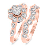 Photo of Aziza 1 Carat T.W. Sapphire Round Solitaire Bridal Set 14K Rose Gold [BR223R-R018]