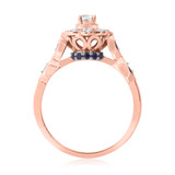 Photo of Aziza 1 Carat T.W. Sapphire Round Solitaire Bridal Set 14K Rose Gold [BT223RE-R018]
