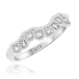 Photo of Aziza 1 Carat T.W. Sapphire Round Solitaire Bridal Set 14K White Gold [BT223WL]
