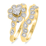 Photo of Aziza 1 Carat T.W. Sapphire Round Solitaire Bridal Set 14K Yellow Gold [BR223Y-R018]