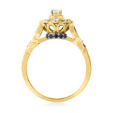 Photo of Aziza 1 Carat T.W. Sapphire Round Solitaire Bridal Set 14K Yellow Gold [BT223YE-R018]