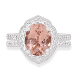 Photo of Mauve 2 5/8 Carat T.W. Morganite and Diamond Matching Bridal Ring Set 14K White Gold [BR225W-C000]