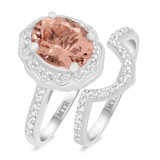Photo of Mauve 2 5/8 Carat T.W. Morganite and Diamond Matching Bridal Ring Set 14K White Gold [BR225W-C000]