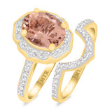 Photo of Mauve 2 5/8 Carat T.W. Morganite and Diamond Matching Bridal Ring Set 14K Yellow Gold [BR225Y-C000]