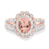 Photo of Coral 1 1/2 CT. T.W. Morganite and Diamond Matching Bridal Ring Set 10K Rose Gold [BR226R-C000]