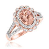 Photo of Coral 1 1/2 CT. T.W. Morganite and Diamond Matching Bridal Ring Set 10K Rose Gold [BT226RE-C000]