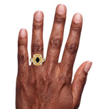 Photo of Fatima 1 3/4 ct tw. Black Diamond (Treated) Oval Solitaire Trio Set 14K Yellow Gold [BR220Y-C000] [HT-4]