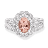 Photo of Coral 1 1/2 Carat T.W. Morganite and Diamond Matching Bridal Ring Set 14K White Gold [BR226W-C000]
