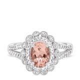 Photo of Coral 1 1/2 Carat T.W. Morganite and Diamond Matching Bridal Ring Set 14K White Gold [BT226WE-C000]