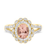 Photo of Coral 1 1/2 CT. T.W. Morganite and Diamond Matching Bridal Ring Set 10K Yellow Gold [BT226YE-C000]