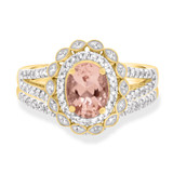 Photo of Coral 1 1/2 Carat T.W. Morganite and Diamond Matching Bridal Ring Set 14K Yellow Gold [BR226Y-C000]