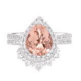 Photo of Orchid 2 1/2 CT. T.W. Morganite and Diamond Matching Bridal Ring Set 14K White Gold [BR228W-C000]