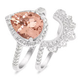 Photo of Orchid 2 1/2 CT. T.W. Morganite and Diamond Matching Bridal Ring Set 14K White Gold [BR228W-C000]