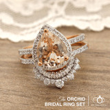 Photo of Orchid 2 1/2 CT. T.W. Morganite and Diamond Matching Bridal Ring Set 14K White Gold [BR228W-C000]