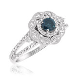 Photo of Khadija 1 3/8 ct tw. Blue Diamond Round Solitaire Engagement Ring 10K White Solid Gold [BT213WE-B045]
