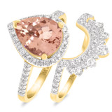 Photo of Orchid 2 1/2 CT. T.W. Morganite and Diamond Matching Bridal Ring Set 10K Yellow Gold [BR228Y-C000]