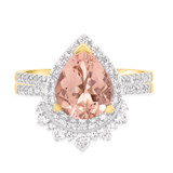Photo of Orchid 2 1/2 CT. T.W. Morganite and Diamond Matching Bridal Ring Set 14K Yellow Gold [BR228Y-C000]