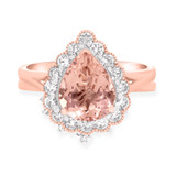 Photo of Lotus 2 1/2 CT. T.W. Morganite and Diamond Matching Bridal Ring Set 10K Rose Gold [BR229R-C000]
