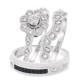 Photo of Aziza 1 1/7 ct tw. Sapphire Round Solitaire Trio Set 10K White Gold [BT223W-R018]