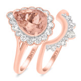 Photo of Lotus 2 1/2 CT. T.W. Morganite and Diamond Matching Bridal Ring Set 14K Rose Gold [BR229R-C000]