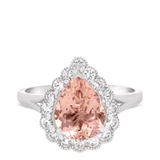 Photo of Lotus 2 1/2 CT. T.W. Morganite and Diamond Matching Bridal Ring Set 10K White Gold [BT229WE-C000]
