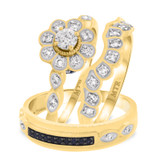 Photo of Aziza 1 1/7 ct tw. Sapphire Round Solitaire Trio Set 10K Yellow Gold [BT223Y-R018]