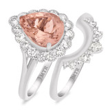 Photo of Lotus 2 1/2 Carat T.W. Morganite and Diamond Matching Bridal Ring Set 14K White Gold [BR229W-C000]
