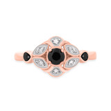 Photo of Soraya 1/2 ct tw. Black Diamond (Treated) Round Solitaire Engagement Ring 10K Rose Gold [BT216RE-A033]
